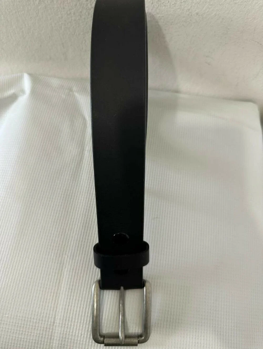 Paul Taylor Men's Black Leather Belt With Silver Tone Buckle